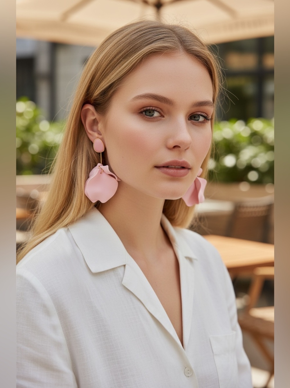 Pink Acrylic Petal Dramatic Vintage Style Earrings